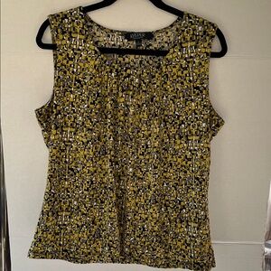 Kasper Yellow and Black Geometric Blouse